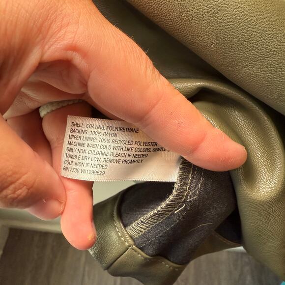 Wild Fable Women's Faux Leather Zip Front Dress Olive Green Size Medium - Picture 4 of 5